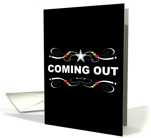 rainbow flourish coming out party invitation card (826962)