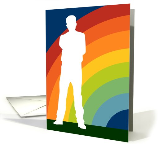 gay encouragement (rainbow silhouetted man) card (827571)