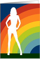 lesbian encouragement (rainbow silhouetted man) card