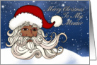 For Mentor , A Black Santa With Snow Merry Christmas card