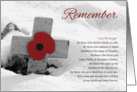Remembrance Day Poppy On A Cross In The Snow card