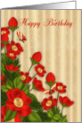 Red Floral Birthday Greeting Card With Butterflies card