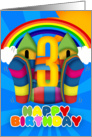 3rd Birthday Card With Bouncy Castle And Rainbow card