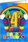 4th Birthday Card With Bouncy Castle And Rainbow card