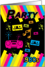 1980s Party Invitation Card With 80 color with cassettes card