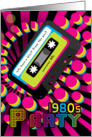 1980s Party Invitation Card With 80 color with cassette card