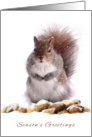 Season’s Greetings Squirrel With Winter Nut Store Digital Painting card
