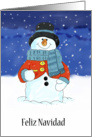Feliz Navidad Snowman Season’s Greetings Watercolor Painting card