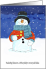 Nadolig llawen a blwyddyn newydd dda - Welsh Snowman Christmas Card