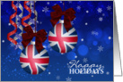 Patriotic Uk Flag Ornament Holiday Card With Streamers card