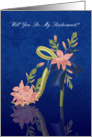 Blue Will You Be My Bridesmaid With Pretty Floral Shoe card