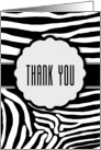 Zebra Print Thank You In Black And White With Rosette In The Center card