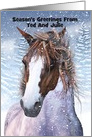 Custom Holiday Card, Horse In The Winter Snow card