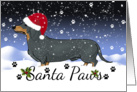 Dachshund Santa paws Winter Holiday card