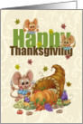Cornucopia Thanksgiving Mice Cartoon Fun card