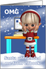 Fun Elf Holiday Greeting With Computer card