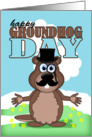 Mustache Moustache Groundhog Day With Cute Cartoon Groundhog card