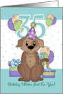 35th Birthday Dog In Party Hat With Balloons And Gifts card