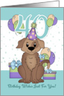 40th Birthday Dog In Party Hat With Balloons And Gifts card