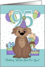 95th Birthday Dog In Party Hat With Balloons And Gifts card