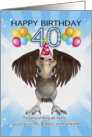 40th Birthday with Balloons And Vulture Wearing A Party Hat card