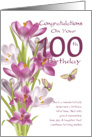 100th Birthday Pink Crocus And Butterfly card