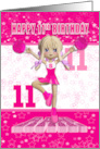 11th Birthday Cheerleader Dancing on a Large Rah in Pinks card