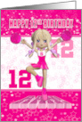 12th Birthday Cheerleader Dancing on a Large Rah in Pinks card