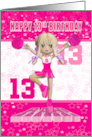 13th Birthday Cheerleader Dancing on a Large Rah in Pinks card