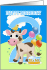 2nd Birthday Card With Little Cow Cake And Balloons card