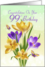 99th Birthday Yellow And Purple Crocus With Matching Butterflies card