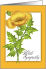 With Sympathy, understated, simple with yellow poppy card