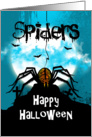 Spider Halloween Design, webs, graves, bats and spooky text card