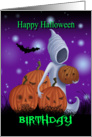 Halloween Birthday Ghost And Pumpkins card