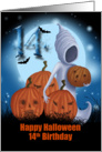 14th Birthday Halloween Ghost And Pumpkins card