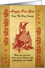 Chinese New Year, With Koi Carp Flowers And Calligraphy card