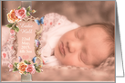 Baby Announcement With Roses And Butterflies, Your Photo Here card