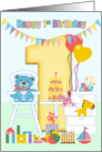 1st Birthday Nursery Toys, Happy 1st Birthday, card