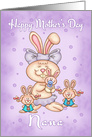 Nana, Mother’s day with Rabbit Mom And Twin Girl Bunnies & Baby Boy card