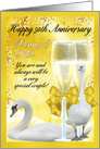50th Anniversary - Golden Anniversary card with swans champagne and fl card