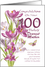 100th Birthday Pink Crocus And Butterfly card