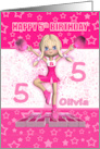 Olivia 5th Birthday Cheerleading card