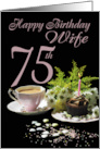 Wife 75 Birthday Tea & Cake card