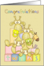 Congratulations Twins Giraffe Babies card