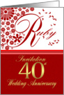40th wedding anniversary invitation card - ruby wedding invitation card