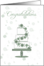 wedding cake, wedding day congratulations to the bride and groom card
