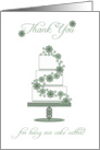 thank you cake cutter greeting card - thank you - wedding cake card