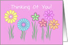 thinking of you greetng card with flowers pink card