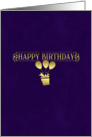 business birthday greeting card - stylish purple and gold effect card