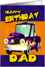 dad birthday card with dad’s taxi cartoon pick-up truck card